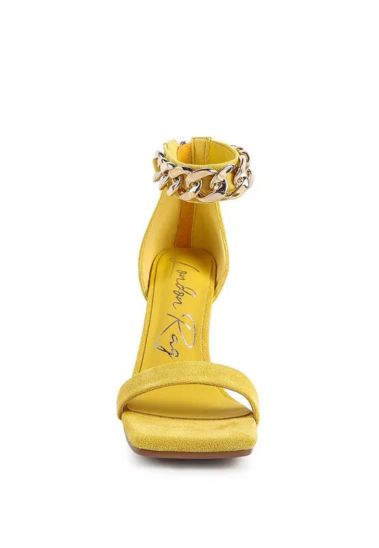 Last Sip Faux Suede High Heel Chain Strap Sandal
