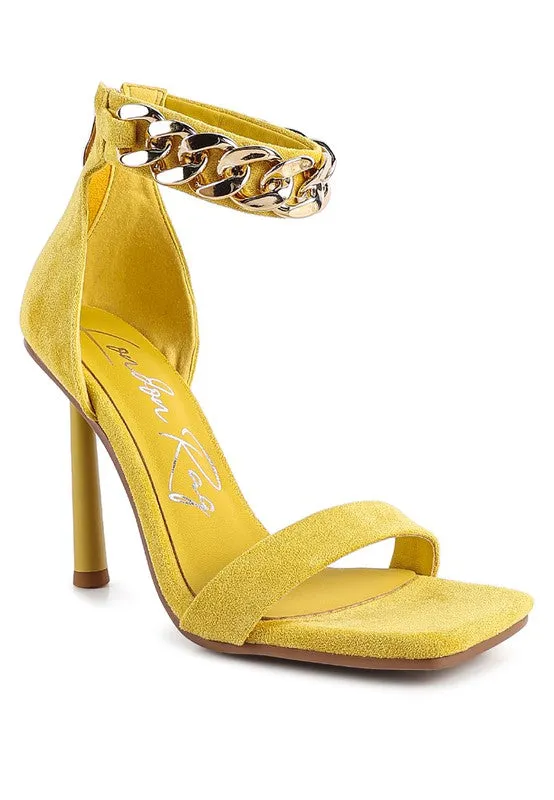 Last Sip Faux Suede High Heel Chain Strap Sandal