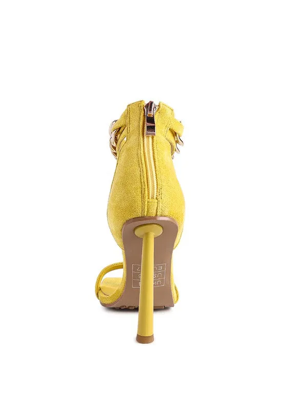 Last Sip Faux Suede High Heel Chain Strap Sandal