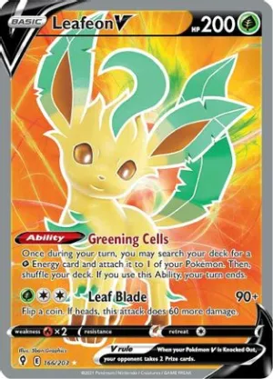 Leafeon V 166/203 - Pokemon Evolving Skies Holofoil