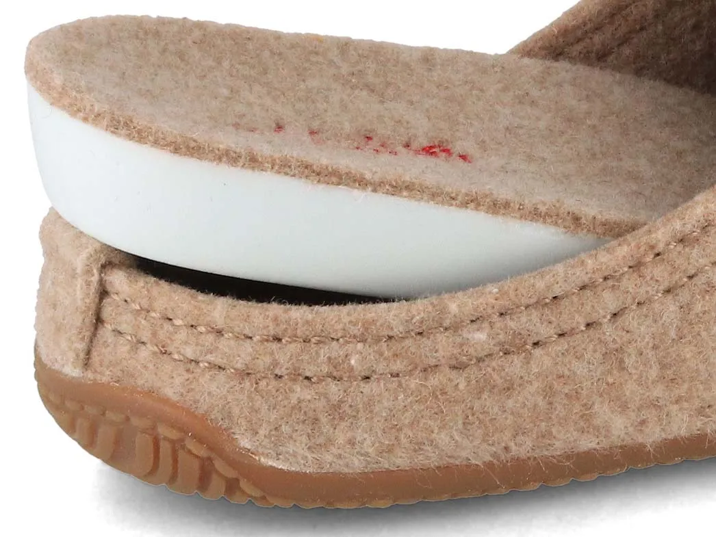 Living Kitzbühel Women Felt Slippers 'Swiss cross', natural