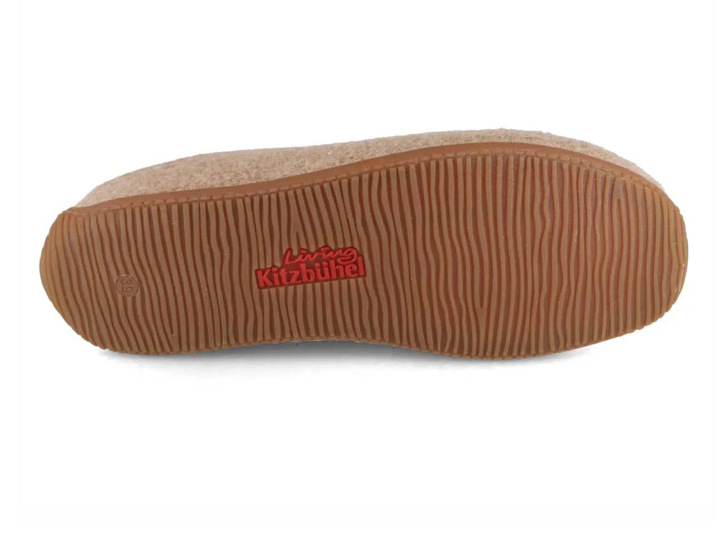 Living Kitzbühel Women Felt Slippers 'Swiss cross', natural