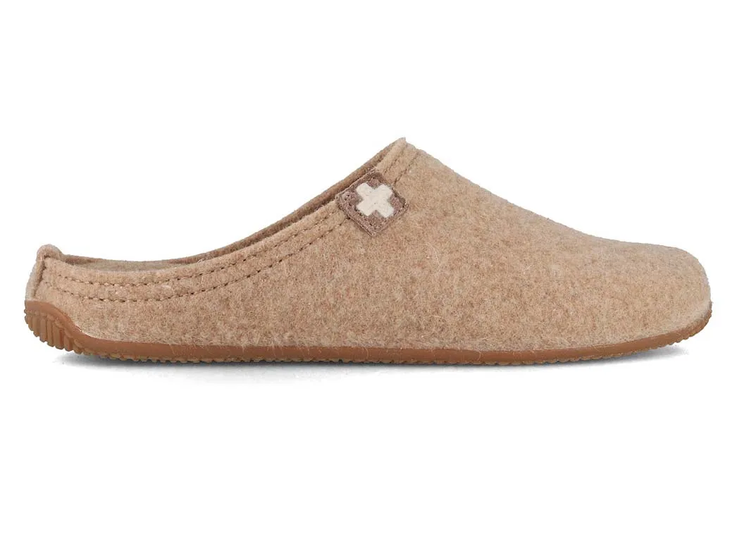Living Kitzbühel Women Felt Slippers 'Swiss cross', natural