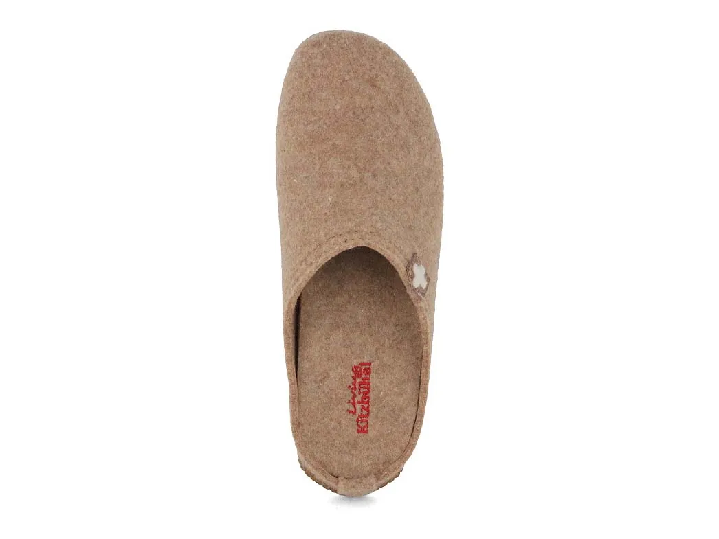 Living Kitzbühel Women Felt Slippers 'Swiss cross', natural