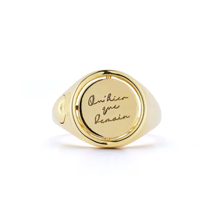 Love Notes Qu'hier Que Demain Diamond Flip Signet Ring