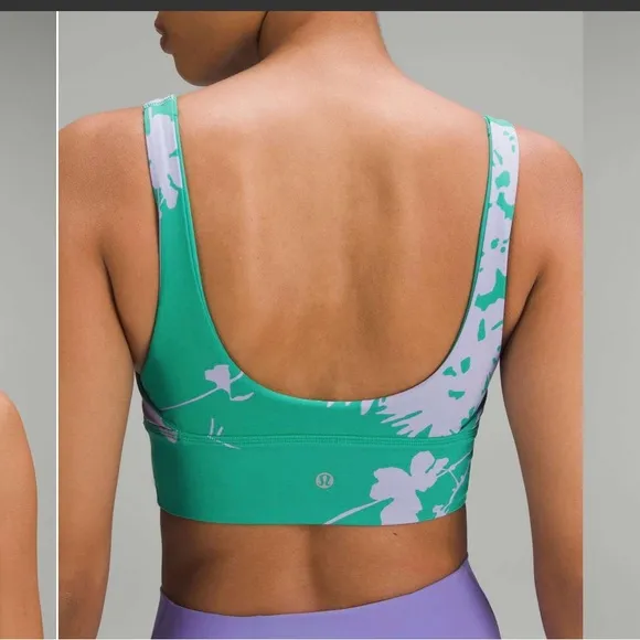 Lululemon Align Bra Light Support A/B Cup BLOSSOM Lilac Smoke Kelly Green Size10