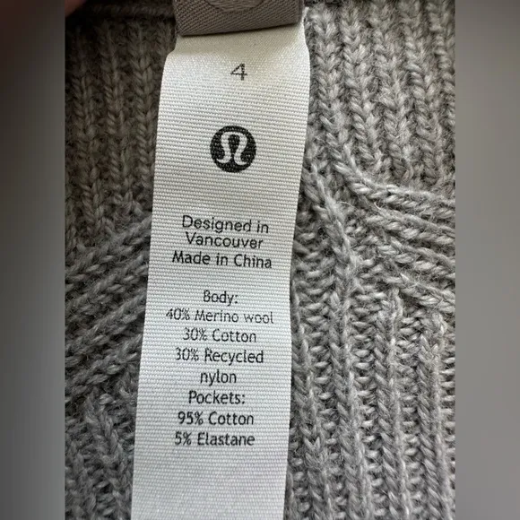 Lululemon Merino Wool-Blend Ribbed Long Wrap SweaterHeathered Gull Grey - 4
