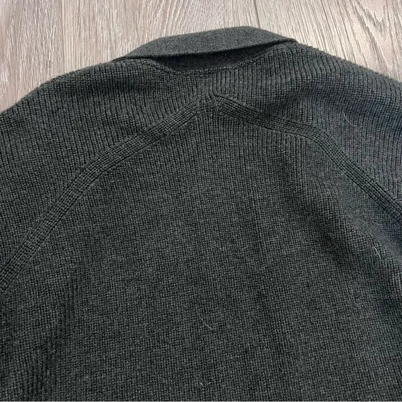 Lululemon Merino Wool-Blend Ribbed Long WrapSweater in Heathered Black