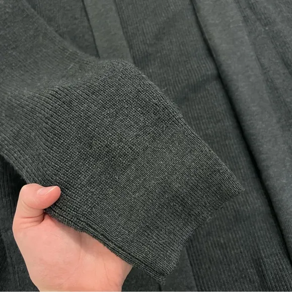 Lululemon Merino Wool-Blend Ribbed Long WrapSweater in Heathered Black