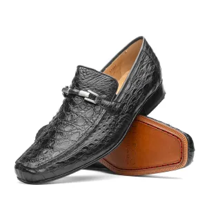 Marco Di Milano Fabro Grey Caiman Crocodile Bit Loafers