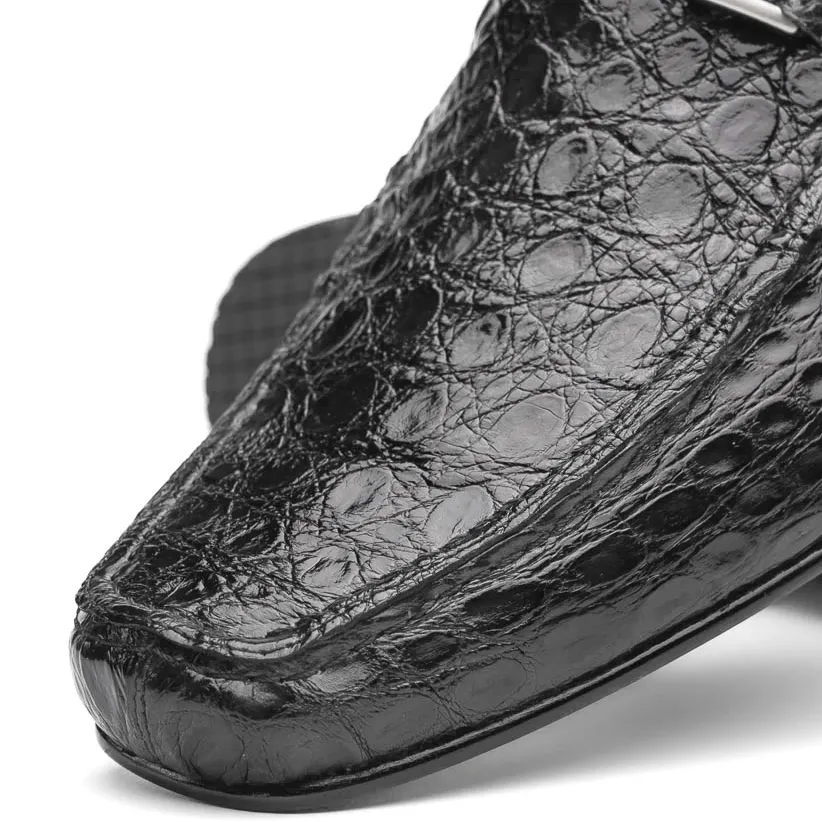 Marco Di Milano Fabro Grey Caiman Crocodile Bit Loafers