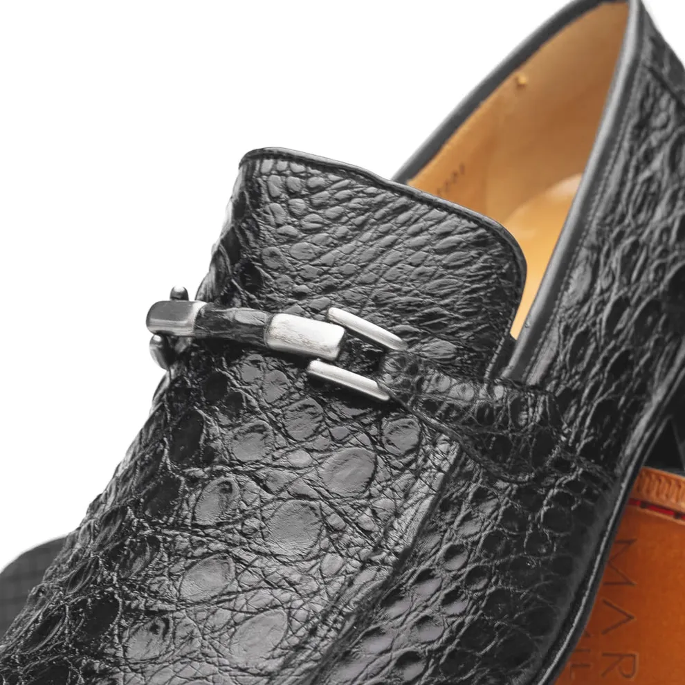 Marco Di Milano Fabro Grey Caiman Crocodile Bit Loafers