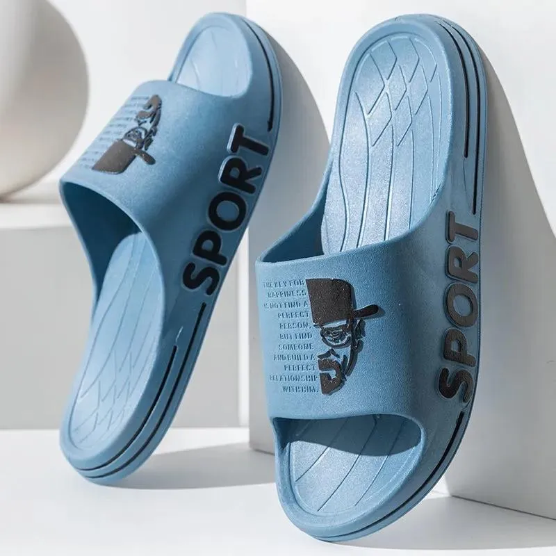 Men's and Women's Same Style of Personality Slippers Homewear Bathroom Non-slip Thick Bottom Wear-resistant Summer Men's Sandals Women's Flip Flops