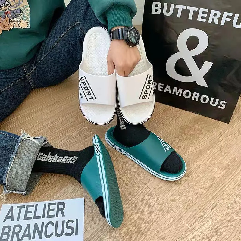 Men's and Women's Same Summer Slippers Wear Non-slip Home Bath Sandals Soft Bottom Simple Slippers Flip Flops