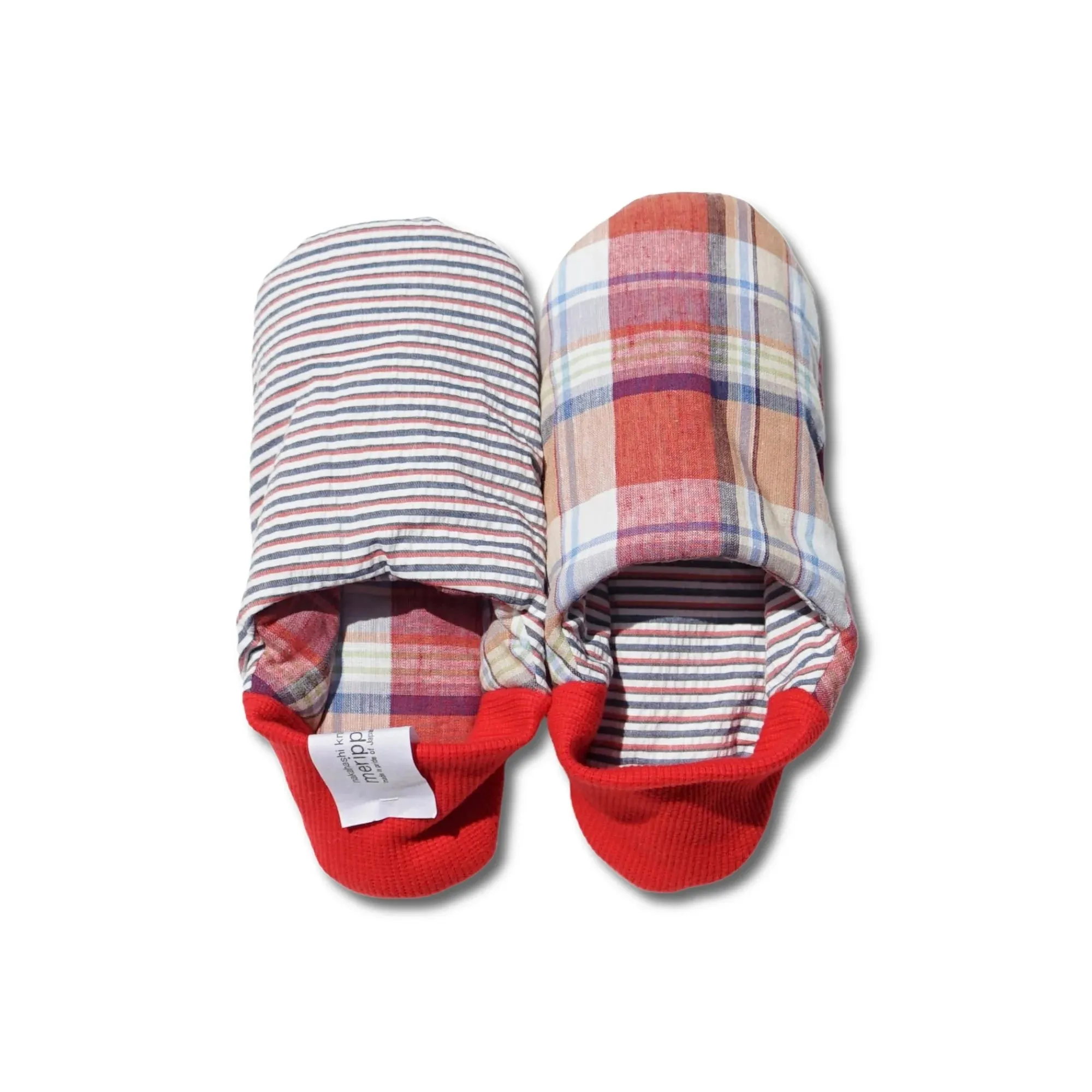 Merippa Slippers SS | Colorful red stripes × Plaid