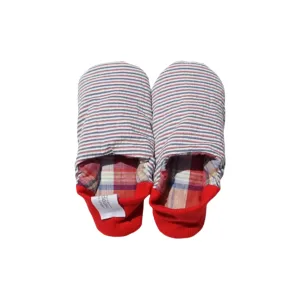 Merippa Slippers SS | Colorful red stripes × Plaid