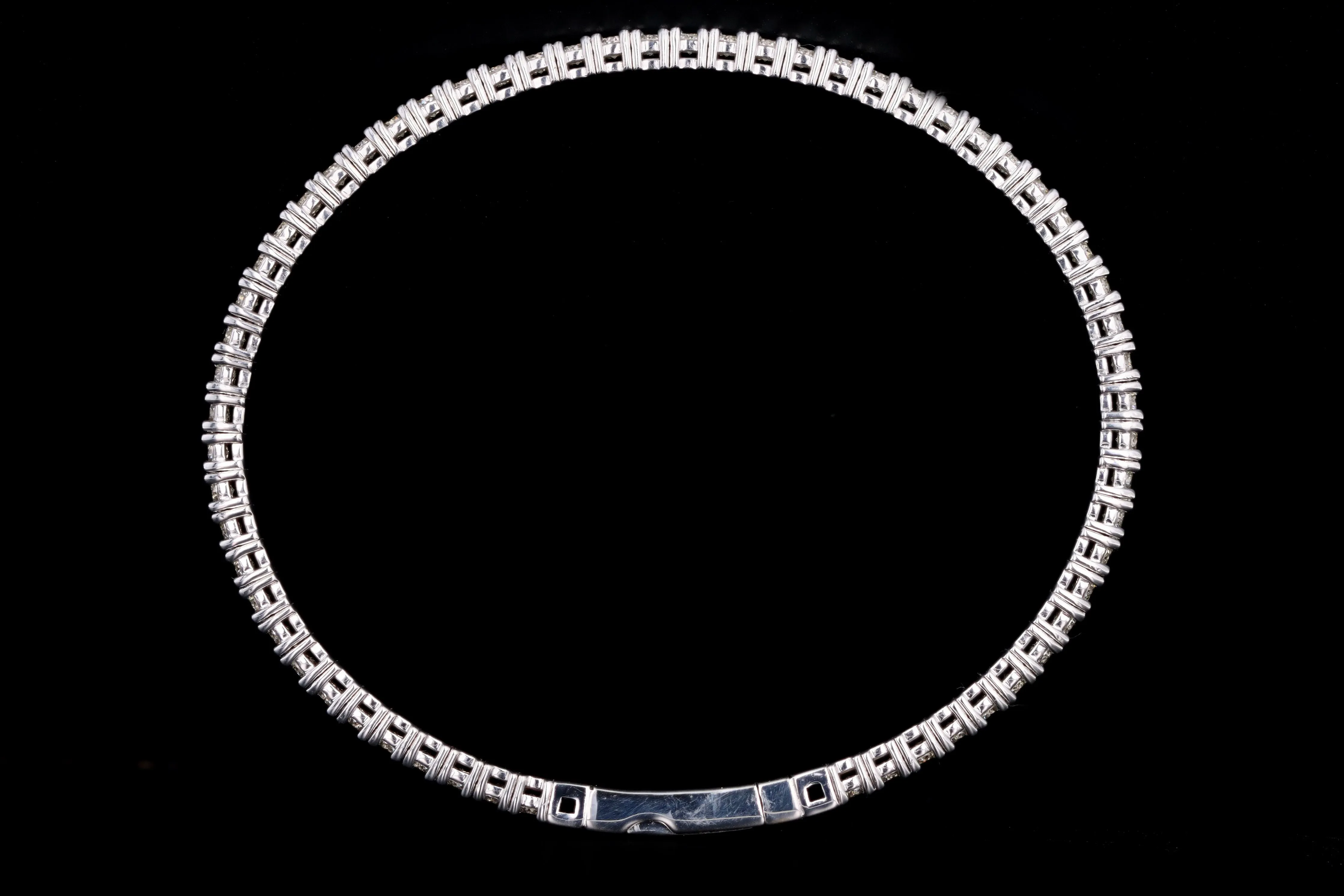New 14K White Gold 3 Carat Total Weight Diamond Flexible Bangle