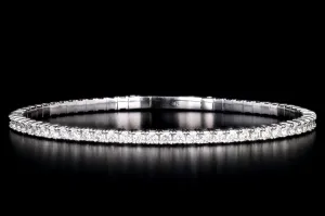 New 14K White Gold 3 Carat Total Weight Diamond Flexible Bangle