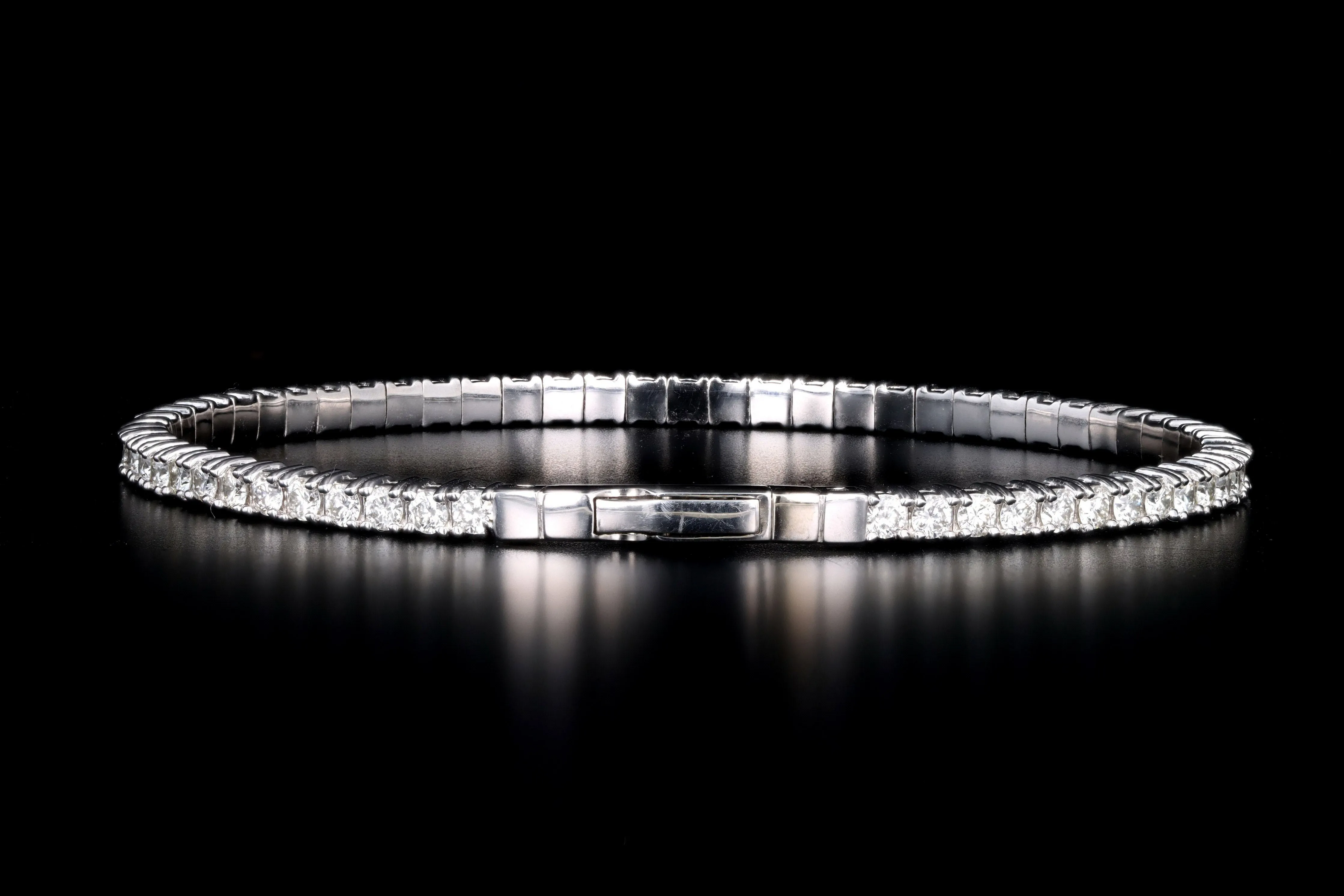 New 14K White Gold 3 Carat Total Weight Diamond Flexible Bangle