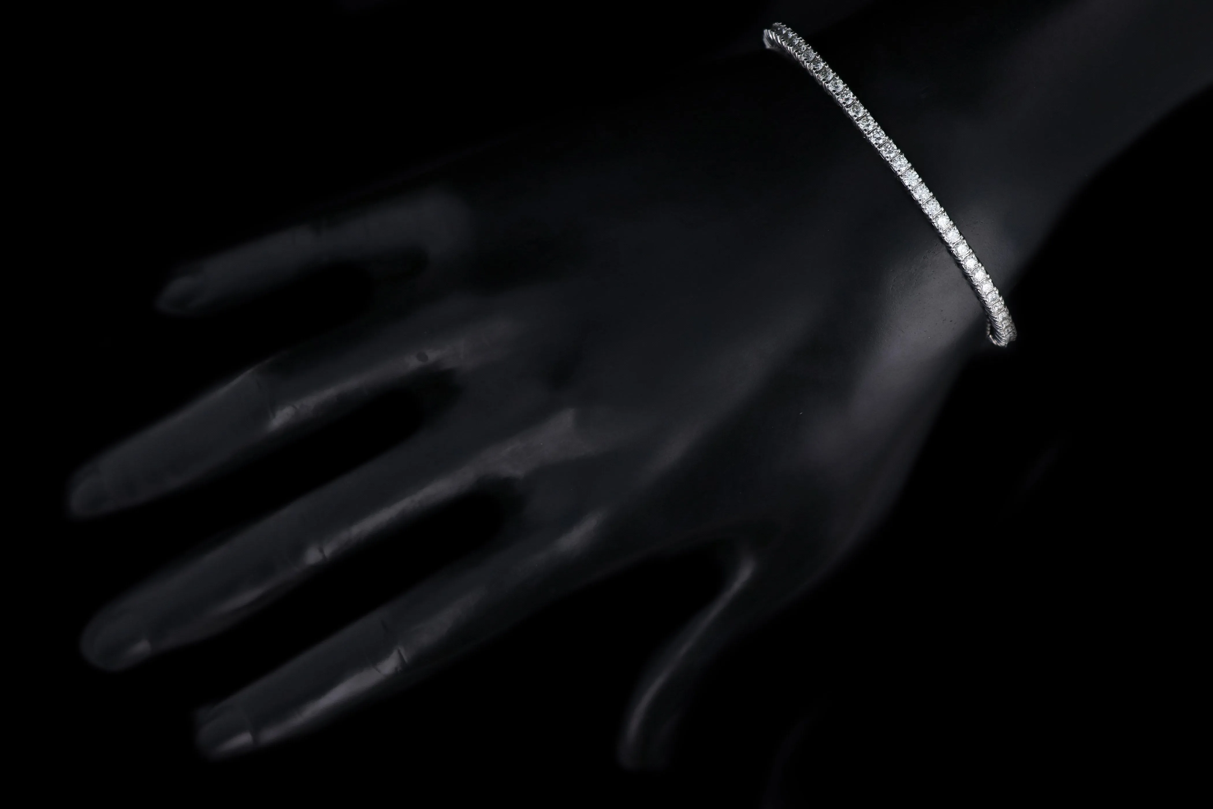 New 14K White Gold 3 Carat Total Weight Diamond Flexible Bangle