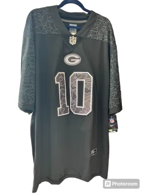 New Jordan Love 10 Green Bay Packers Black Reflective Replica Limited Jersey – Men sz XXL