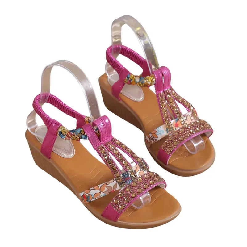 New Summer Flat Rhinestone Ladies Sandal