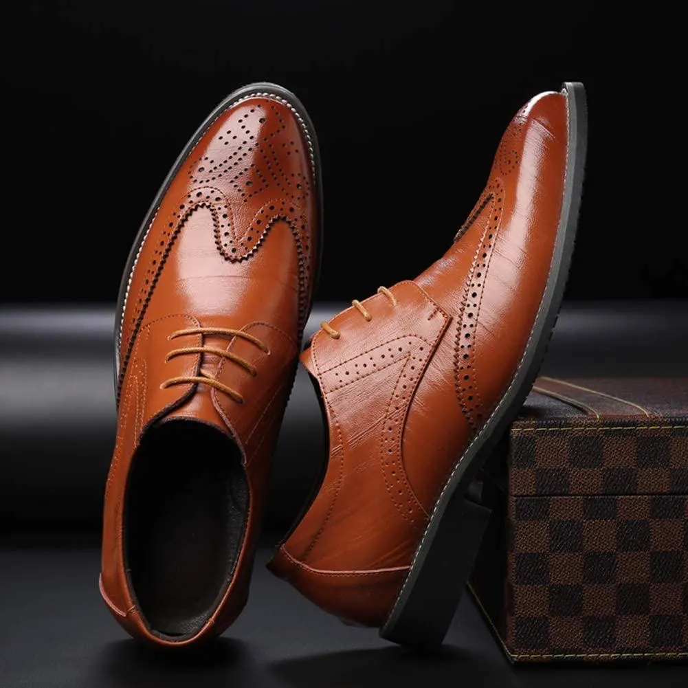 NXY Men's Brogue Carved Wingtip Leather Oxford Shoes Lace up Dress Shoes Size 7-13