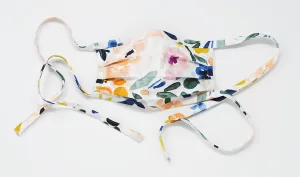 Organic Cotton Face Mask with Flexible Nose and Ties- Sierra Floral
