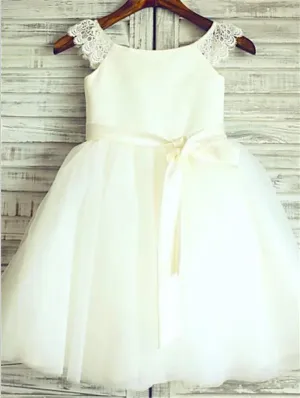 Organza Princess Sleeveless Scoop Flower Girl Dresses Floor Length Dress