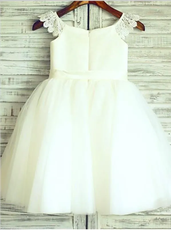 Organza Princess Sleeveless Scoop Flower Girl Dresses Floor Length Dress