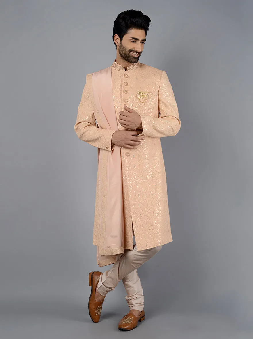 Peach Sherwani | TULA