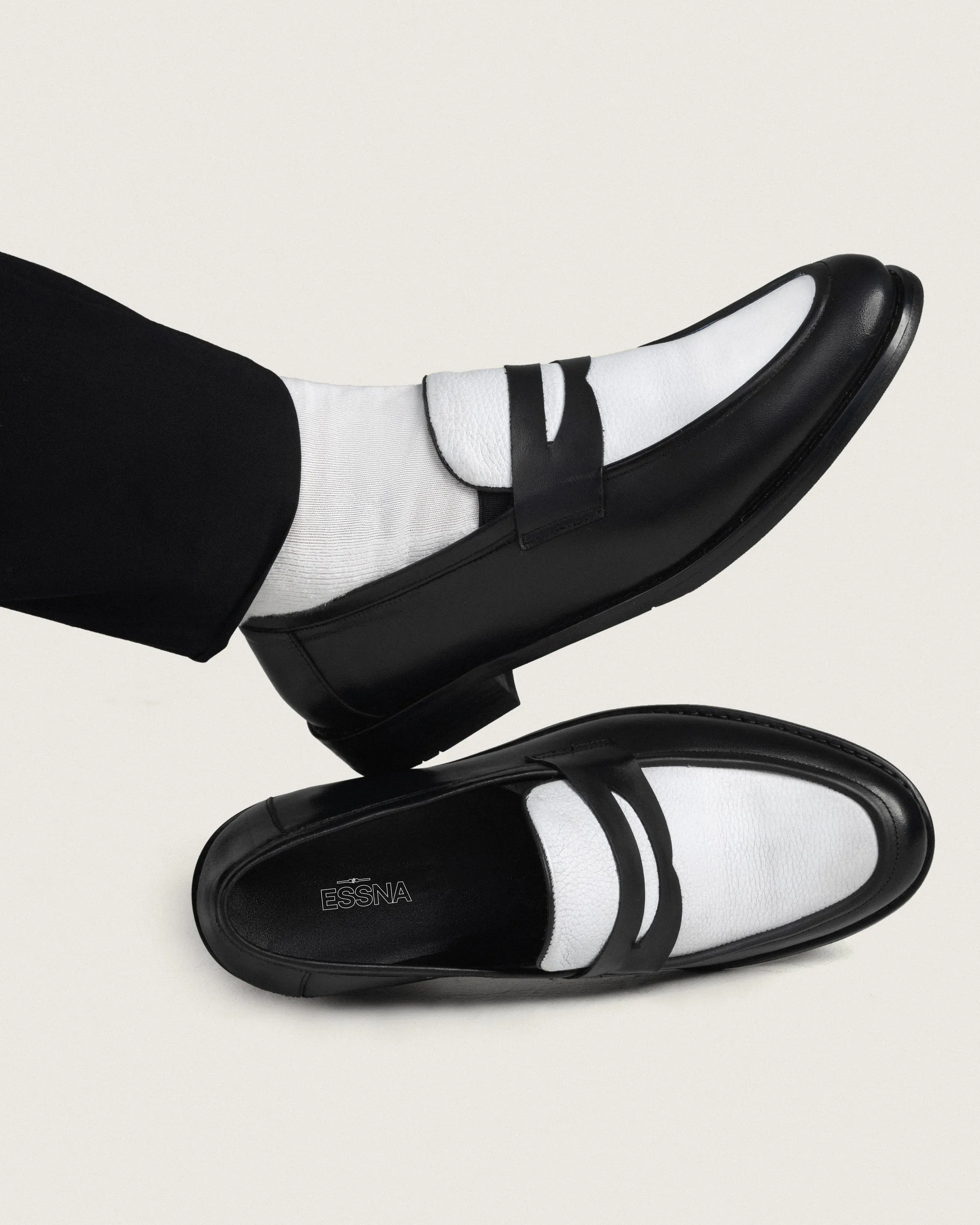 Penny Loafers Black White