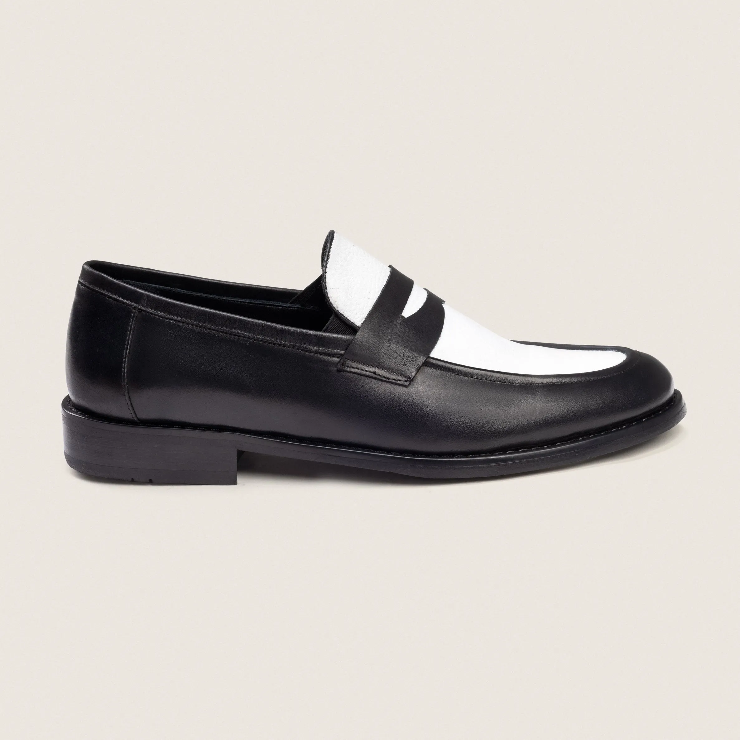 Penny Loafers Black White