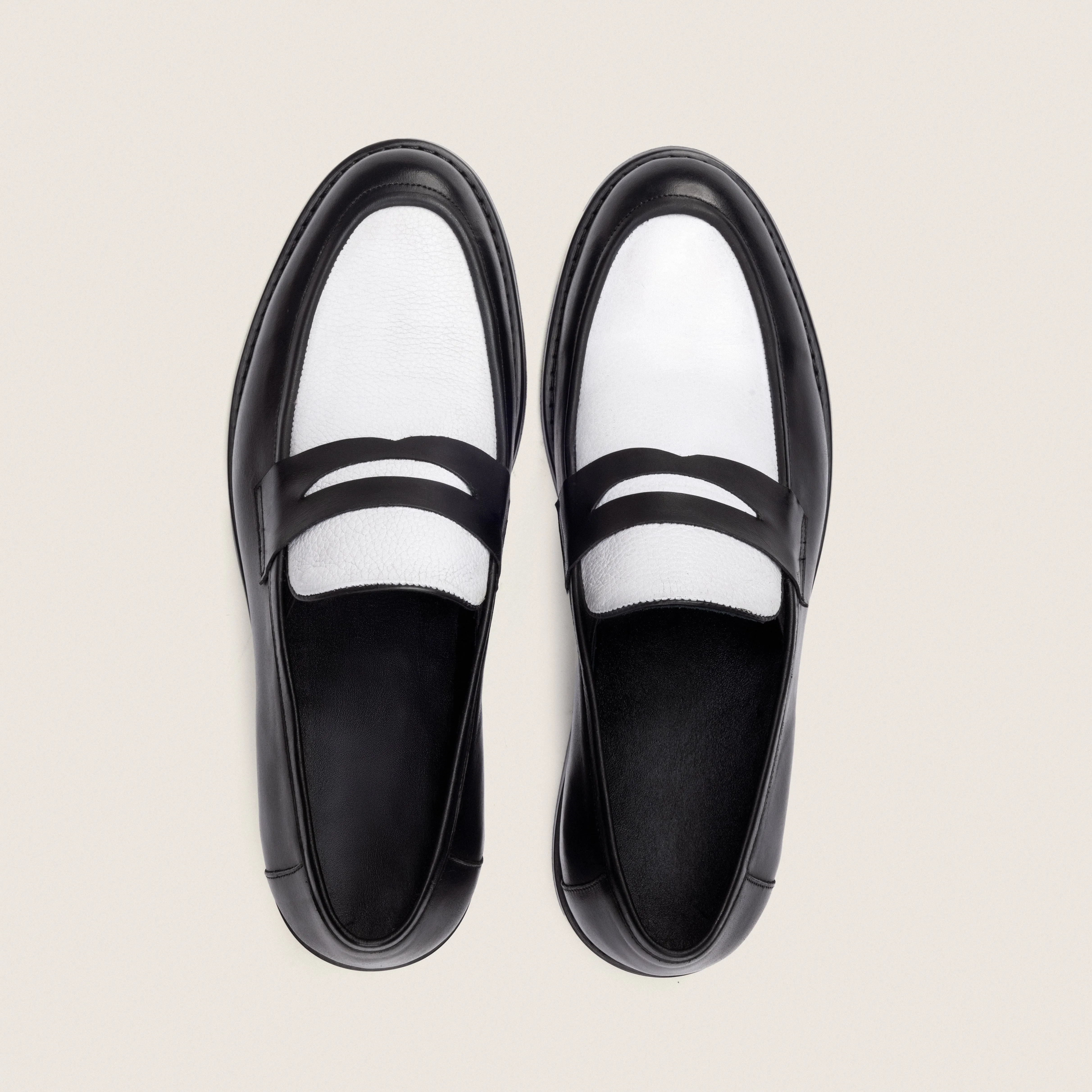 Penny Loafers Black White