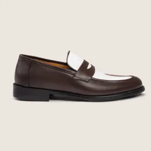 Penny Loafers Brown White