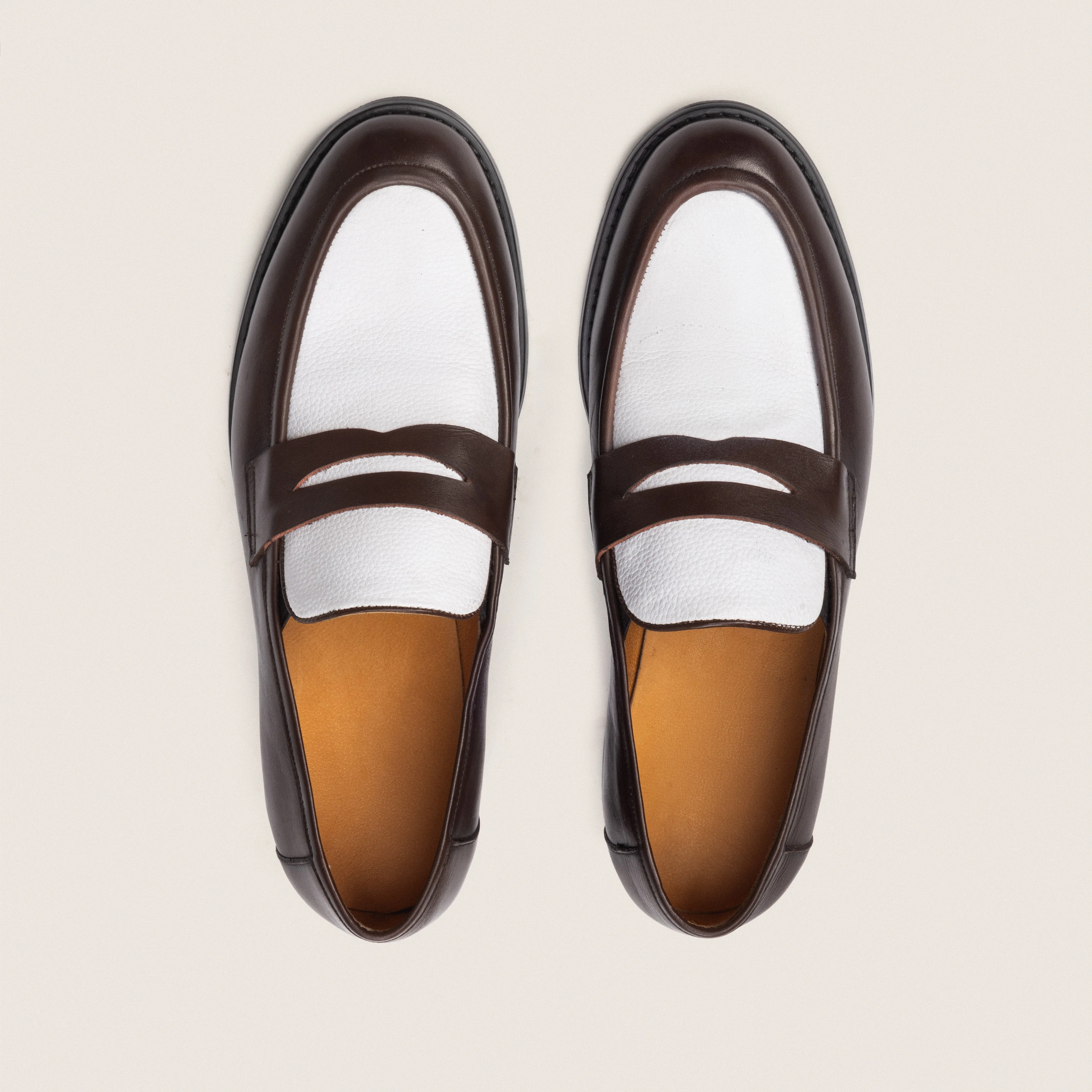 Penny Loafers Brown White