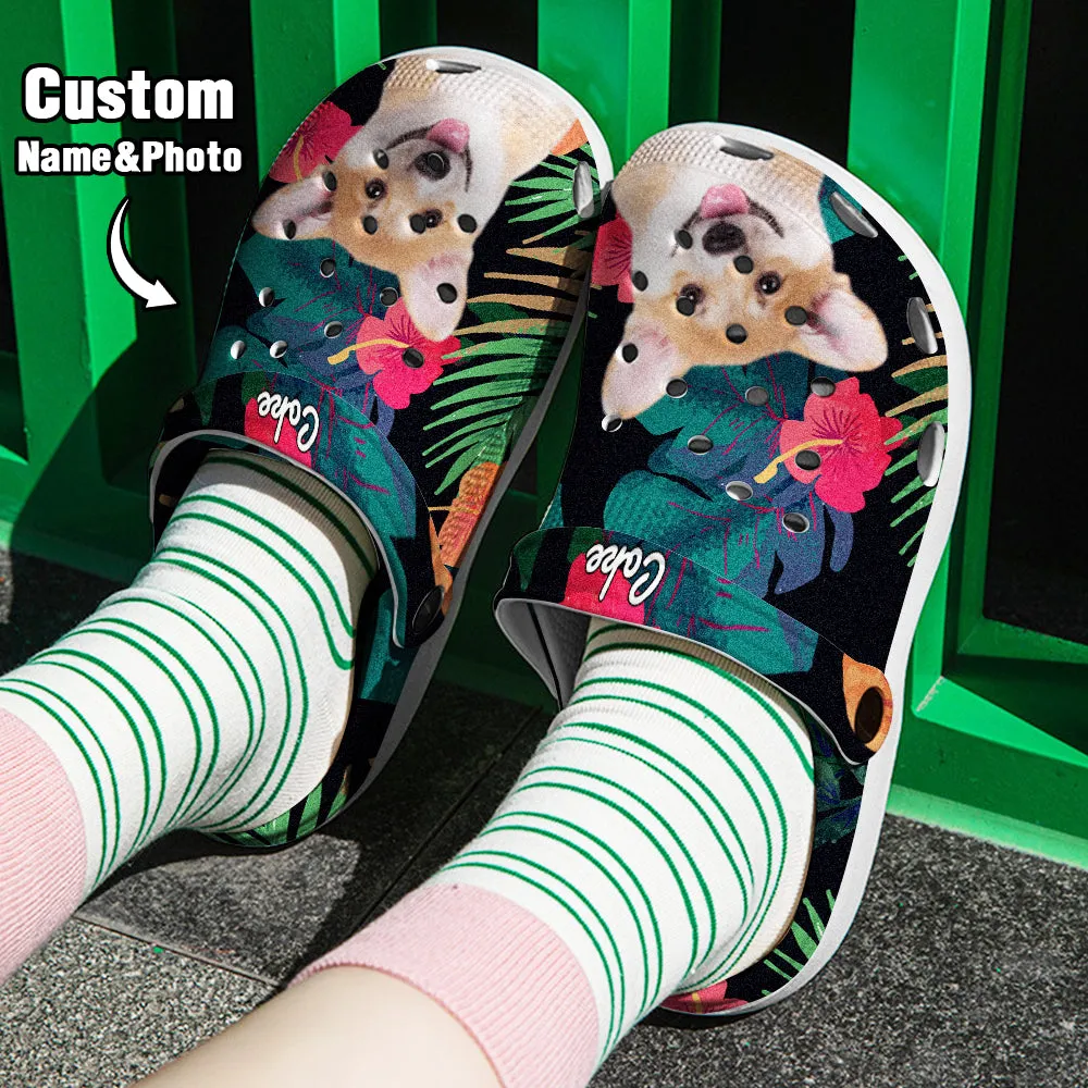 Personalized Pet Portrait Clog with Name Funny Clogs Slipper Birthday Gift for Pet Lover