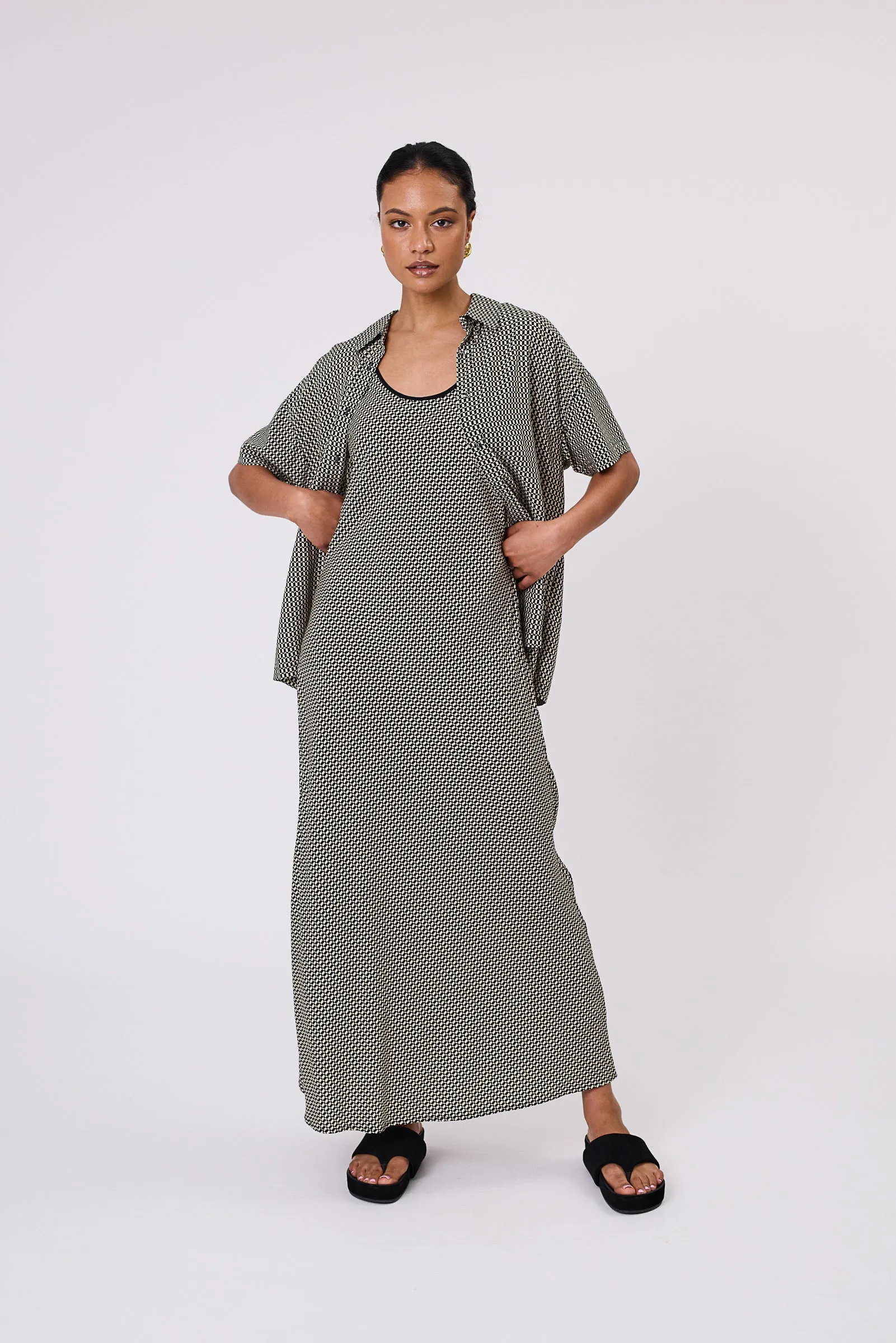 Phase Bias Maxi Dress - Geo Print