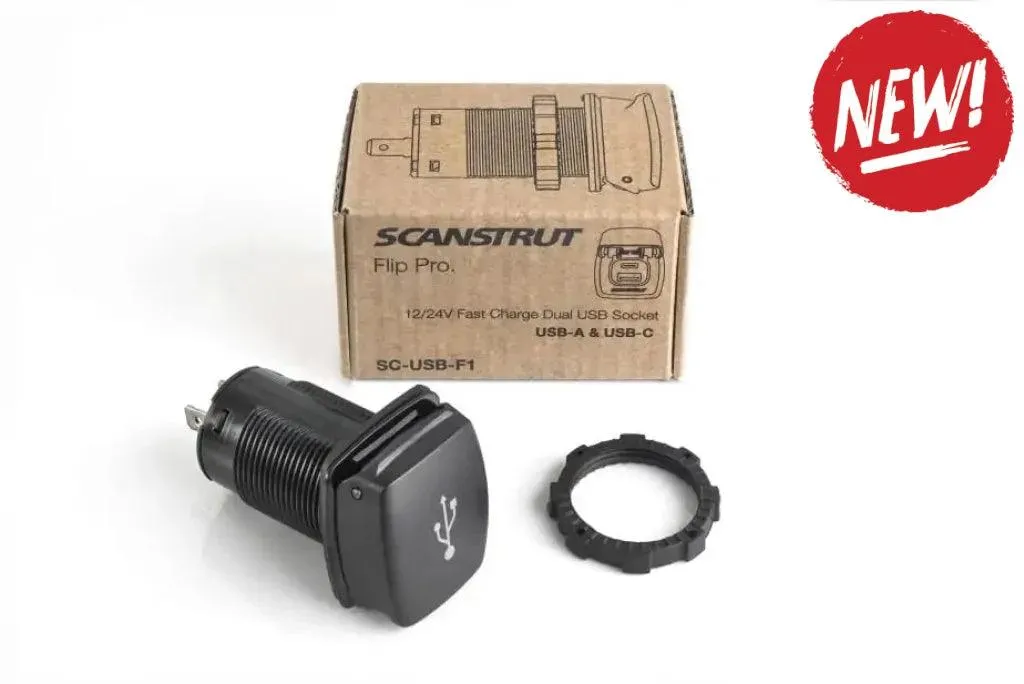 Priza incarcare pe barca ScanStrut Flip Pro Fast Charge Dual USB