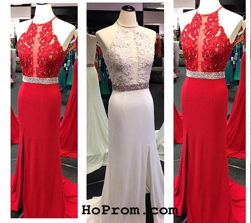 Red Lace Prom Dresses Red Long Prom Dress Red Evening Dress