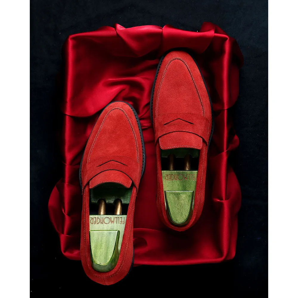 Red Suede Extralight Classic Penny Loafers
