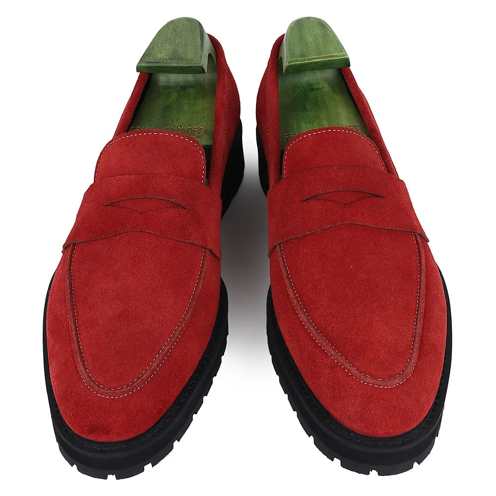 Red Suede Extralight Classic Penny Loafers