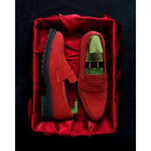Red Suede Extralight Classic Penny Loafers