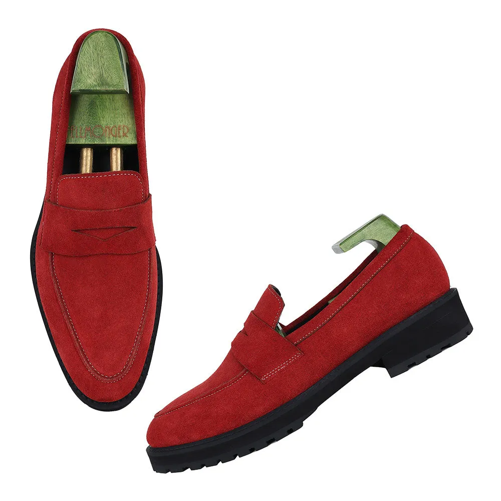 Red Suede Extralight Classic Penny Loafers