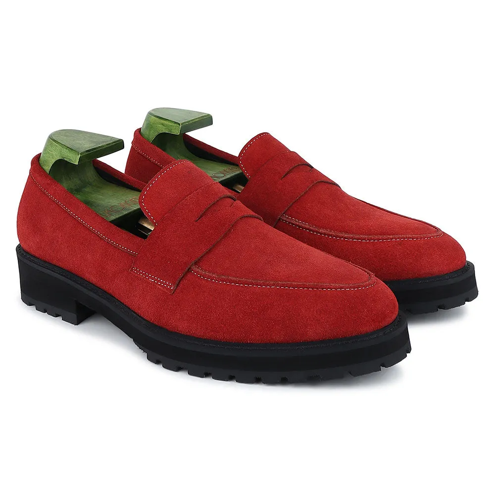 Red Suede Extralight Classic Penny Loafers