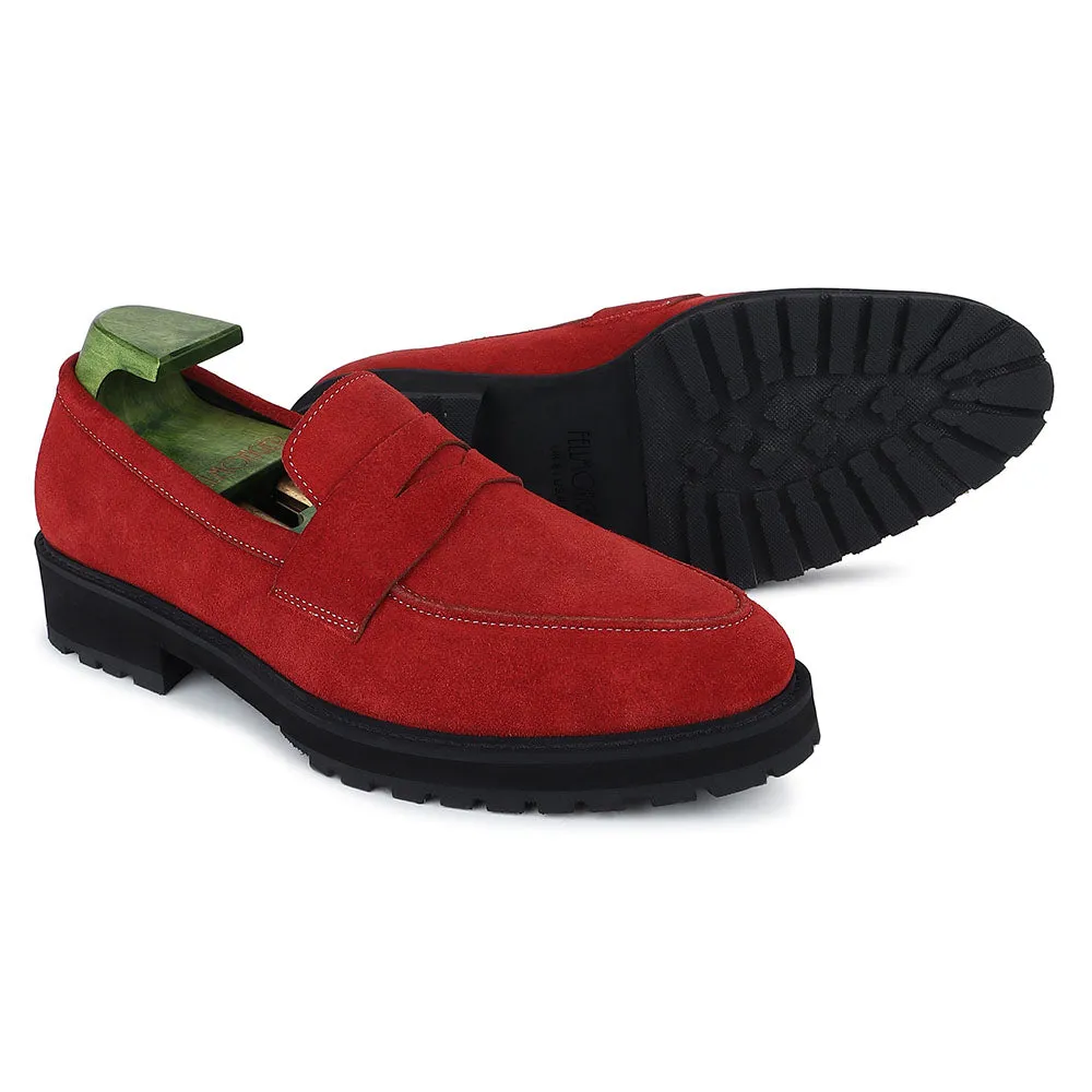 Red Suede Extralight Classic Penny Loafers