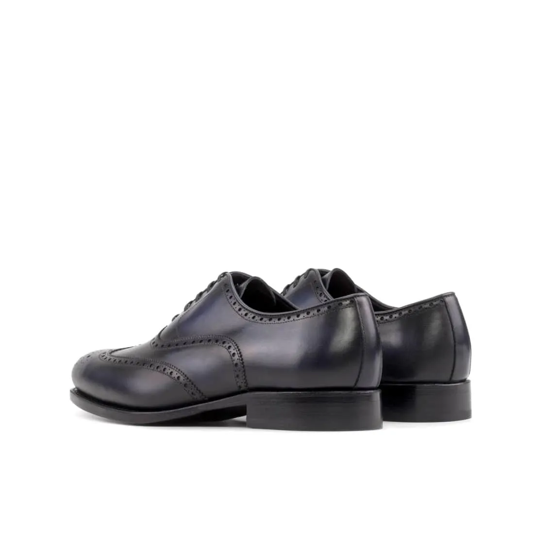 Richelieu fleuri en cuir bleu marine