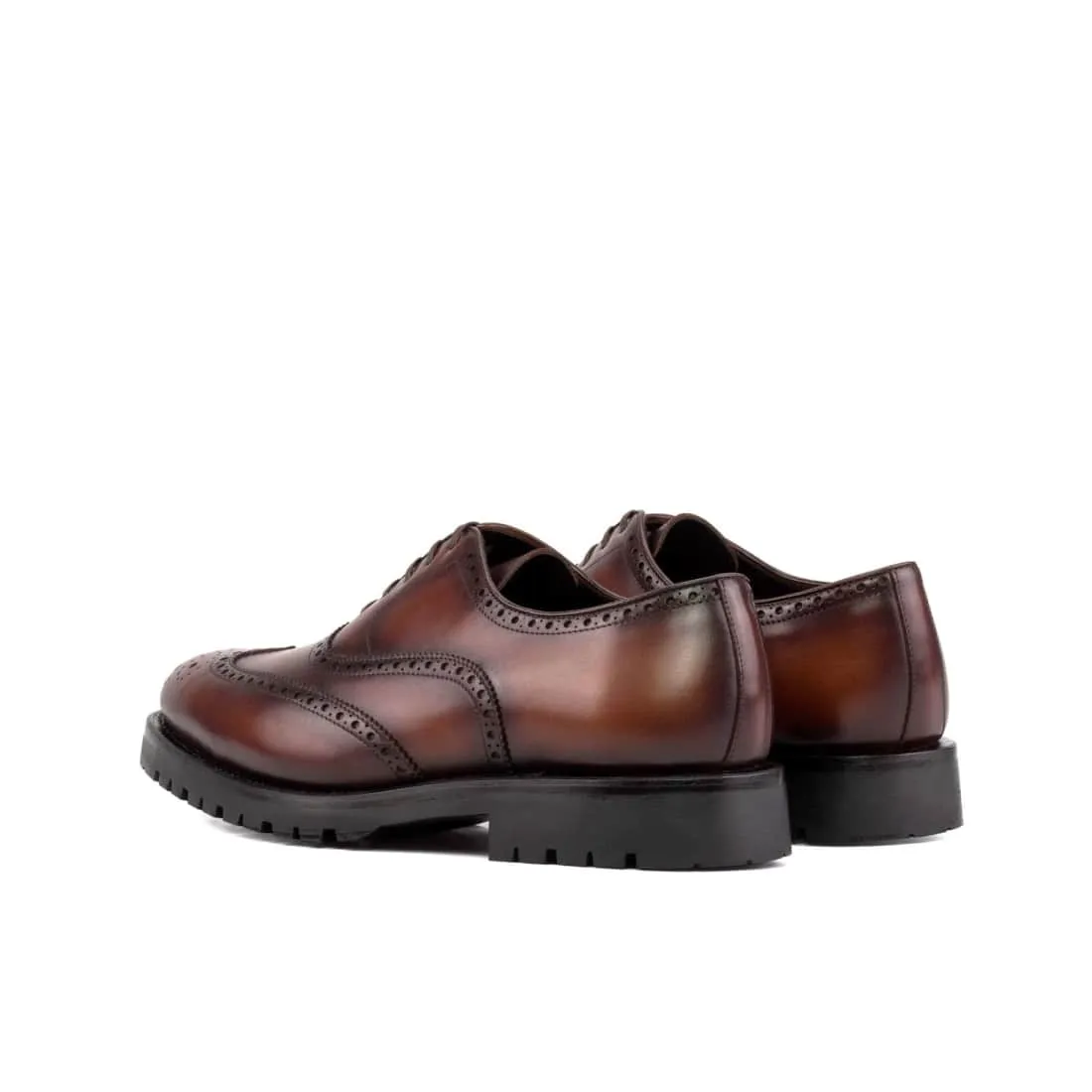 Richelieu fleuri en cuir marron moyen - Semelles Commando