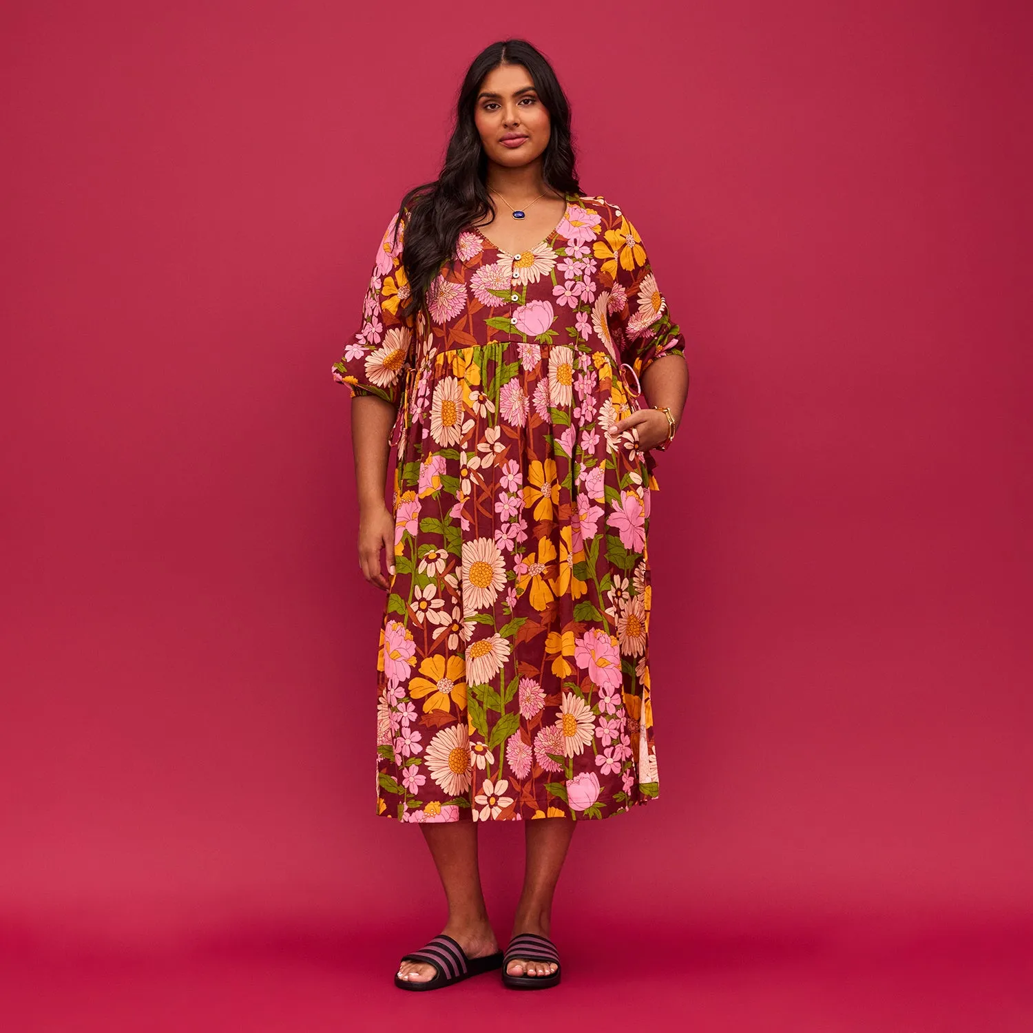 Sage x Clare | Benita 3/4 Sleeve Maxi Dress