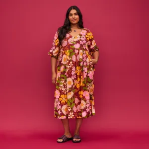 Sage x Clare | Benita 3/4 Sleeve Maxi Dress